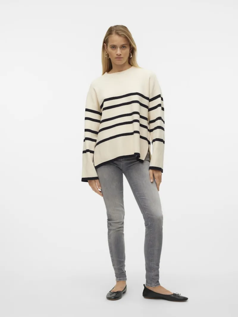 Vero Moda Pullover & Sweatshirts*VMSABA LS O-NECK STRIPE PULLOVER GA NOOS Birch-W BLACK