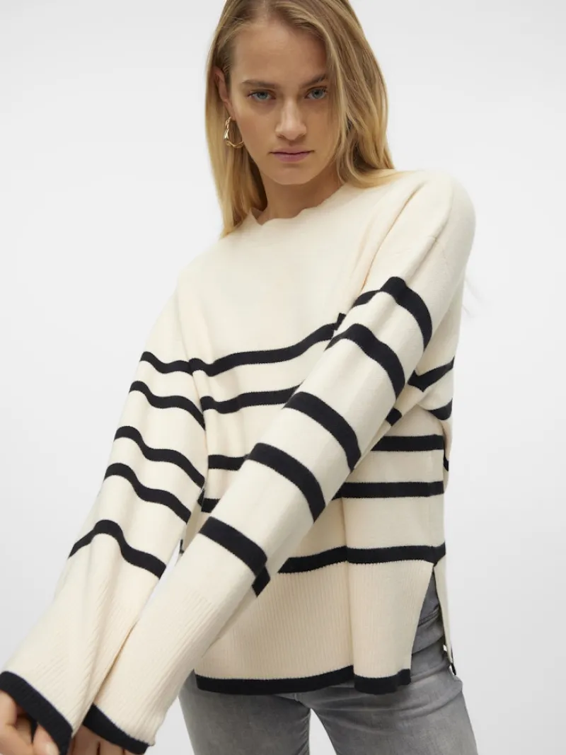 Vero Moda Pullover & Sweatshirts*VMSABA LS O-NECK STRIPE PULLOVER GA NOOS Birch-W BLACK