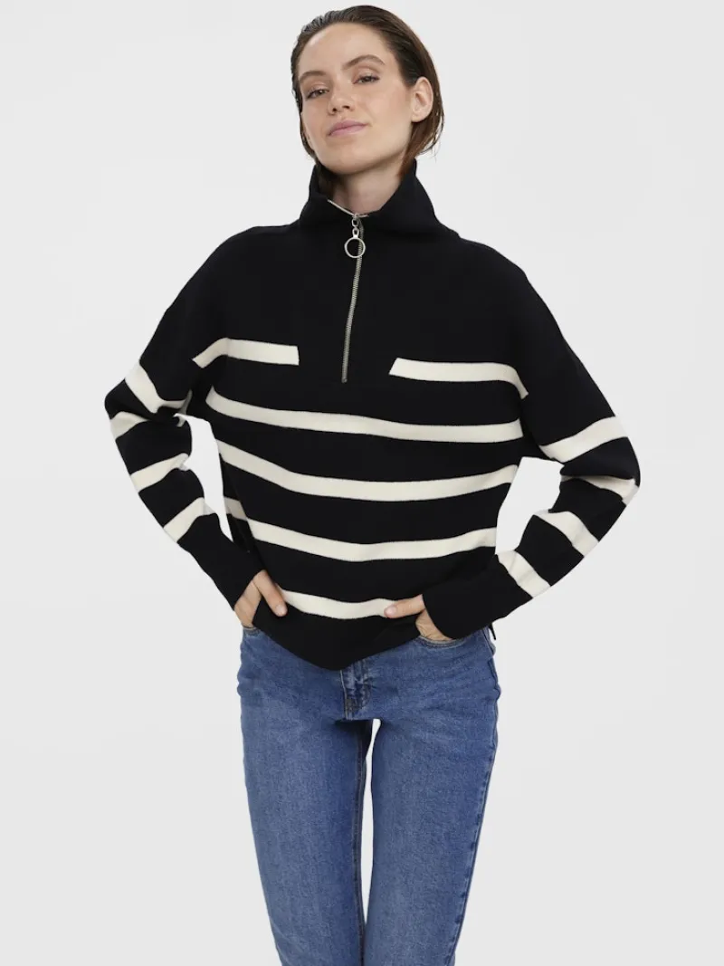 Vero Moda Pullover & Sweatshirts*VMSABA STRIPE LS HIGHNECK BLOUSE GA NOOS black2