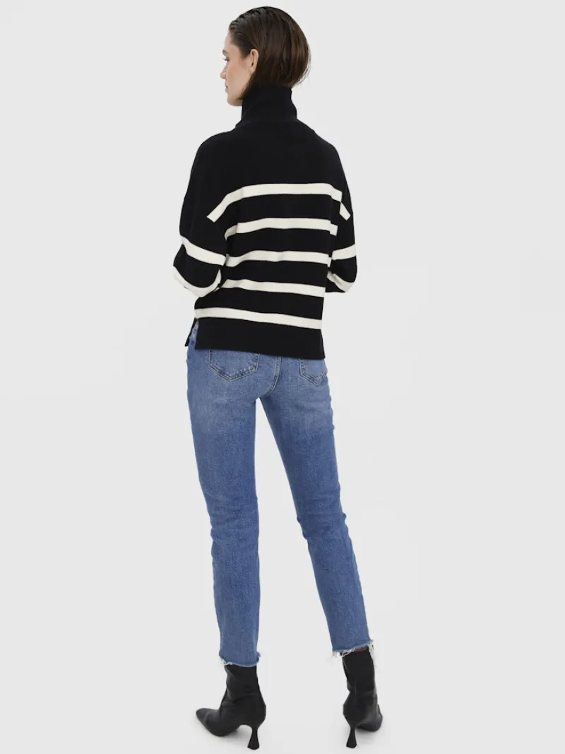 Vero Moda Pullover & Sweatshirts*VMSABA STRIPE LS HIGHNECK BLOUSE GA NOOS black2