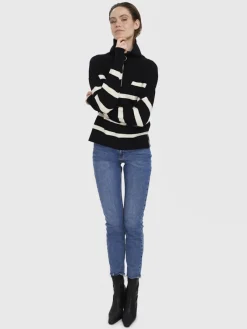 Vero Moda Pullover & Sweatshirts*VMSABA STRIPE LS HIGHNECK BLOUSE GA NOOS black2