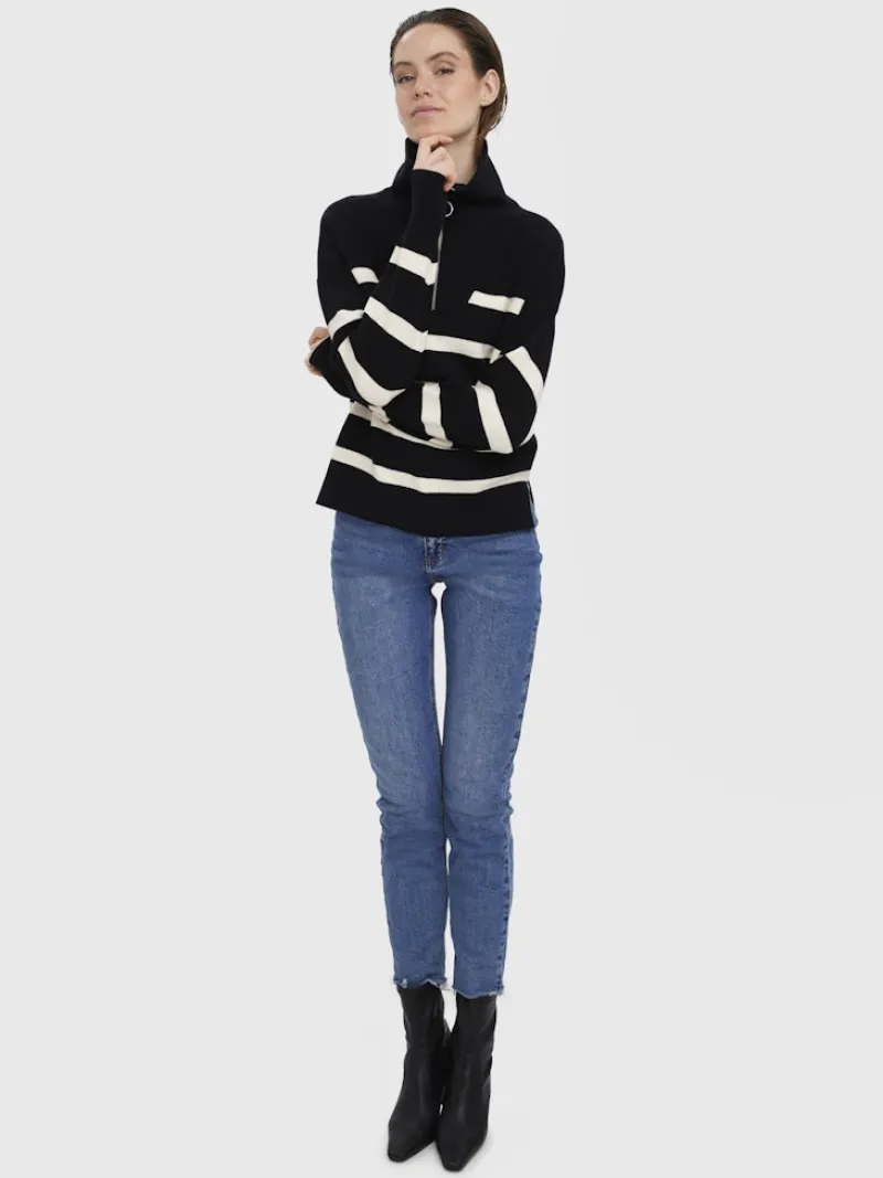 Vero Moda Pullover & Sweatshirts*VMSABA STRIPE LS HIGHNECK BLOUSE GA NOOS black2