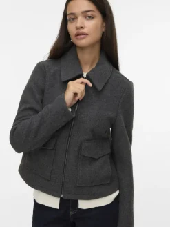 Vero Moda Jacken*VMSAFIR SHORT JACKET GA NOOS Dark Grey Melange
