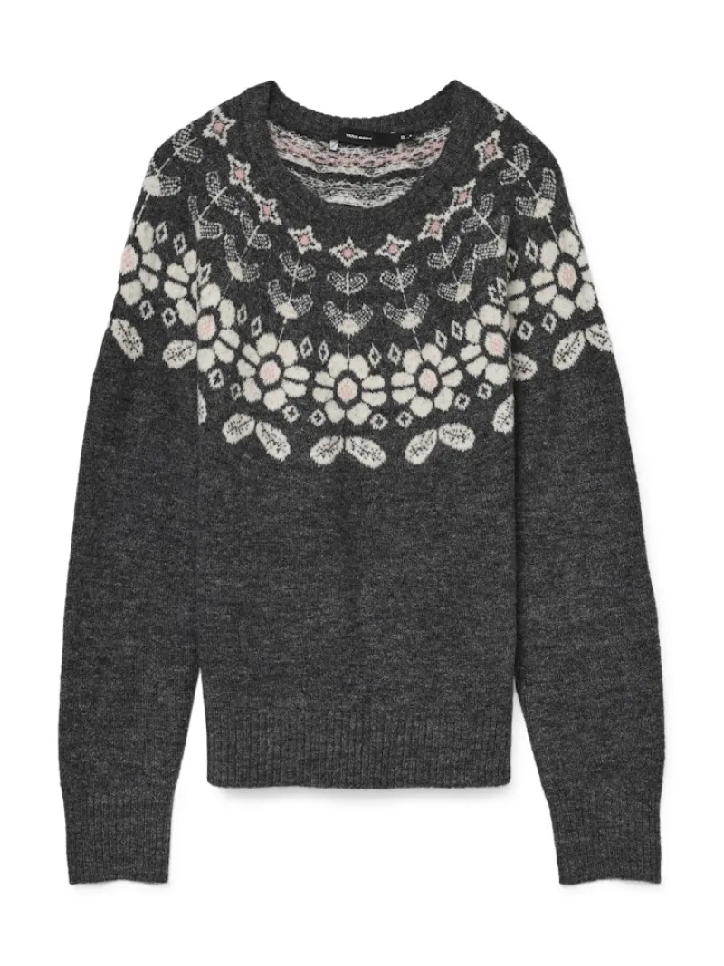 Vero Moda Pullover & Sweatshirts*VMSIMONE LS NORDIC PULLOVER GA REP BOO Dark Grey Melange