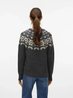 Vero Moda Pullover & Sweatshirts*VMSIMONE LS NORDIC PULLOVER GA REP BOO Dark Grey Melange