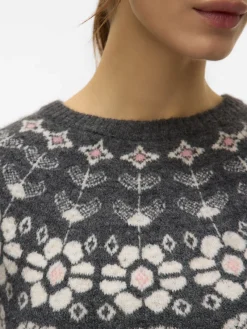 Vero Moda Pullover & Sweatshirts*VMSIMONE LS NORDIC PULLOVER GA REP BOO Dark Grey Melange