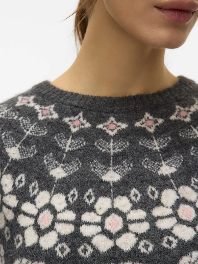 Vero Moda Pullover & Sweatshirts*VMSIMONE LS NORDIC PULLOVER GA REP BOO Dark Grey Melange