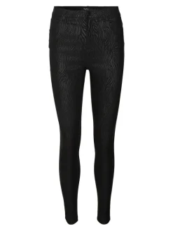 Vero Moda Hosen*VMSOPHIA HR SKINNY ZEBRA COATED PANT Black
