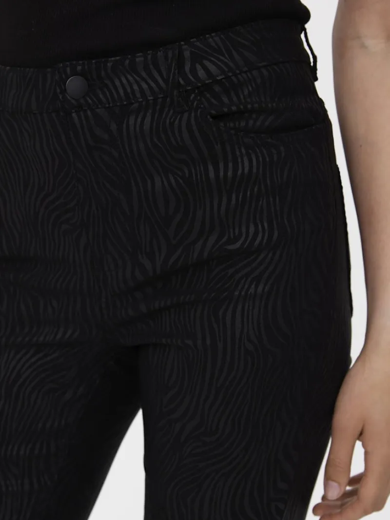 Vero Moda Hosen*VMSOPHIA HR SKINNY ZEBRA COATED PANT Black