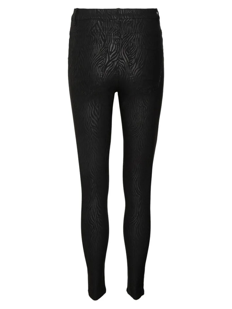 Vero Moda Hosen*VMSOPHIA HR SKINNY ZEBRA COATED PANT Black
