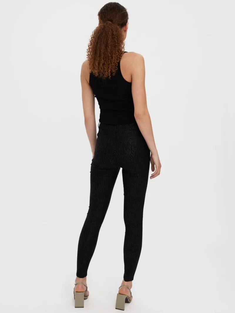Vero Moda Hosen*VMSOPHIA HR SKINNY ZEBRA COATED PANT Black