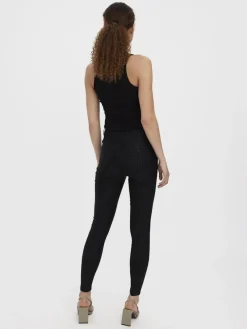 Vero Moda Hosen*VMSOPHIA HR SKINNY ZEBRA COATED PANT Black