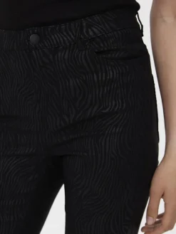 Vero Moda Hosen*VMSOPHIA HR SKINNY ZEBRA COATED PANT Black