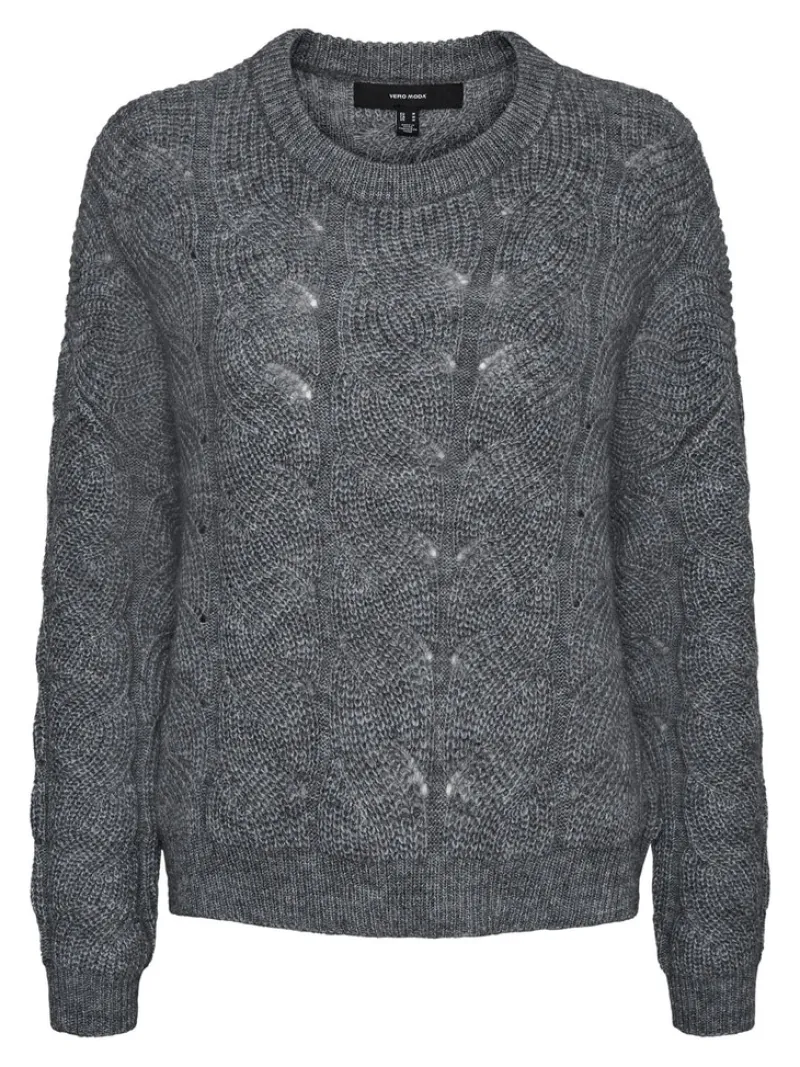 Vero Moda Pullover & Sweatshirts*VMSTINNA LS STRUCTURE BLOUSE GA Medium Grey Melange