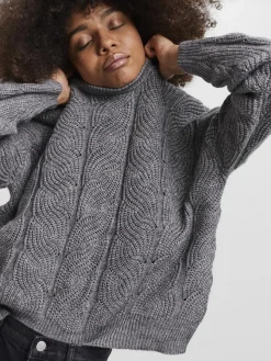 Vero Moda Pullover & Sweatshirts*VMSTINNA LS STRUCTURE BLOUSE GA Medium Grey Melange