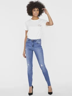 Vero Moda Jeans*VMTANYA MR S PIPING ANK DS CUT VI349 GA Medium Blue Denim