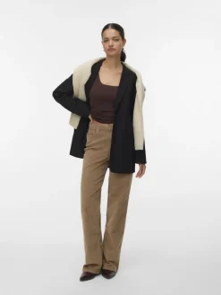 Vero Moda Hosen*VMTESSA HR WIDE CORDUROY PANTS GA NOOS Silver Mink