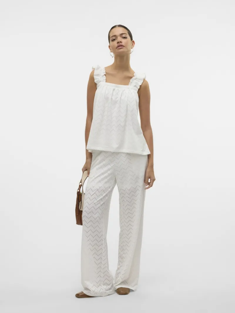 Vero Moda Hosen*VMTHAS NW WIDE PANT JRS GA VO Snow White
