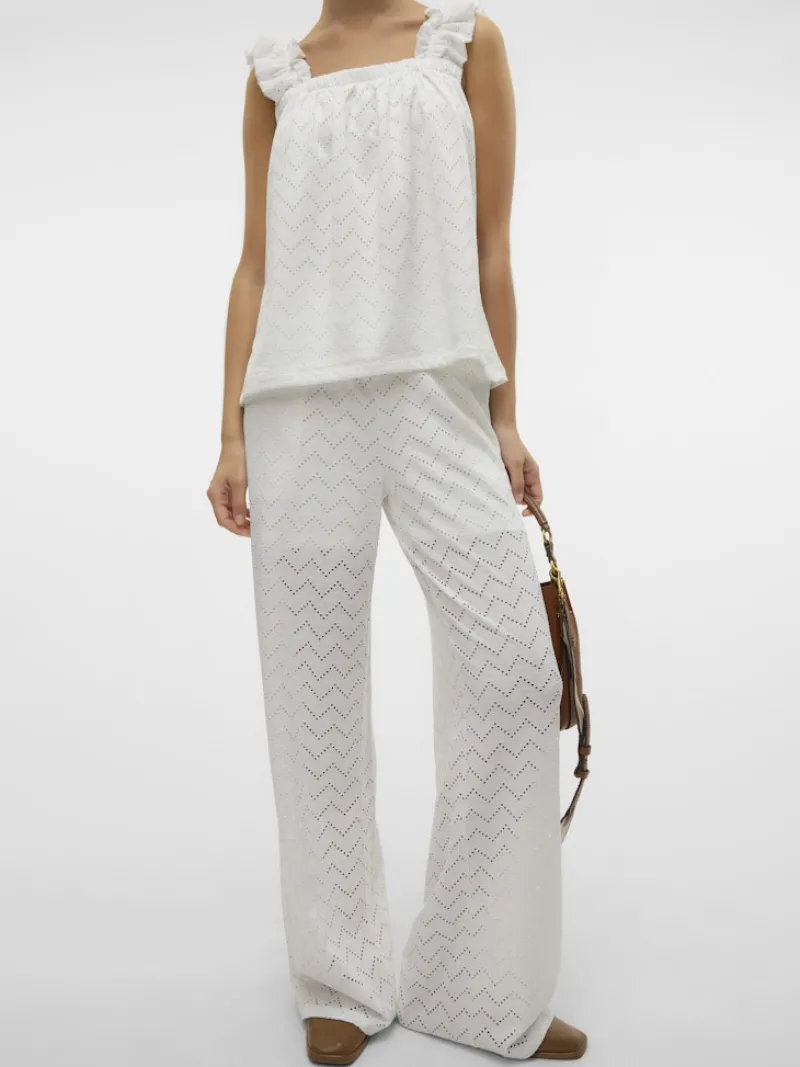 Vero Moda Hosen*VMTHAS NW WIDE PANT JRS GA VO Snow White