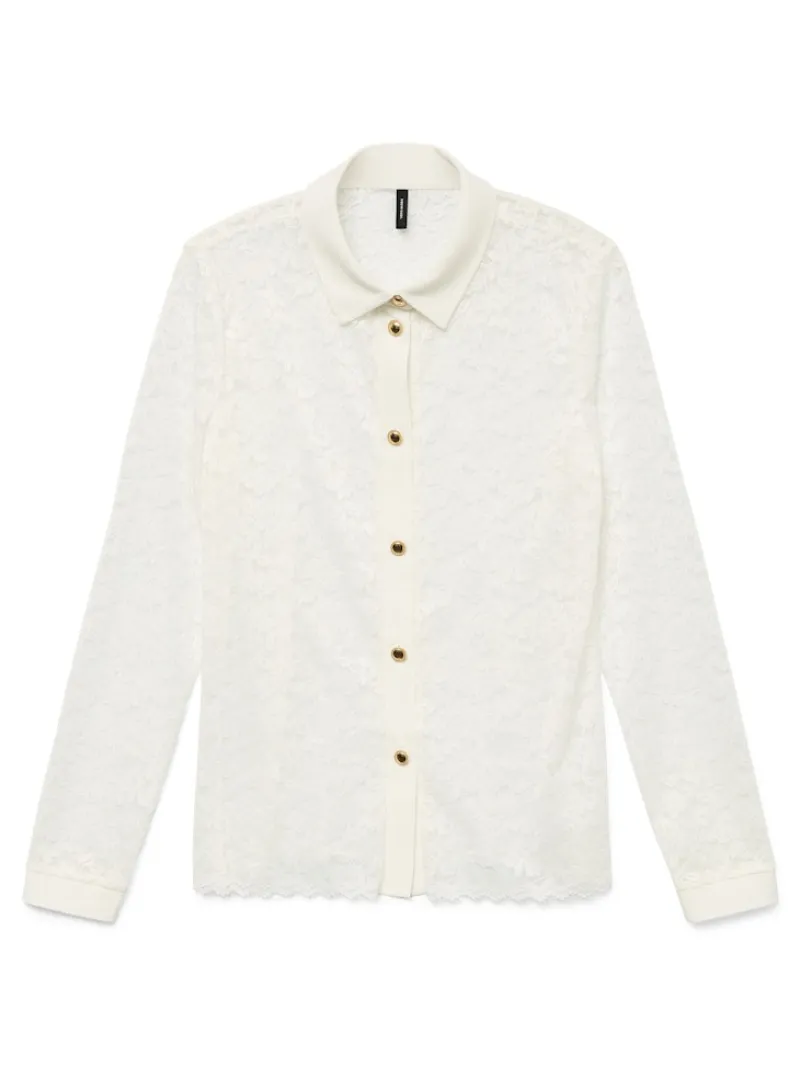 Vero Moda Blusen*VMTILLE LS LACE SHIRT TOP JRS EXP Snow White