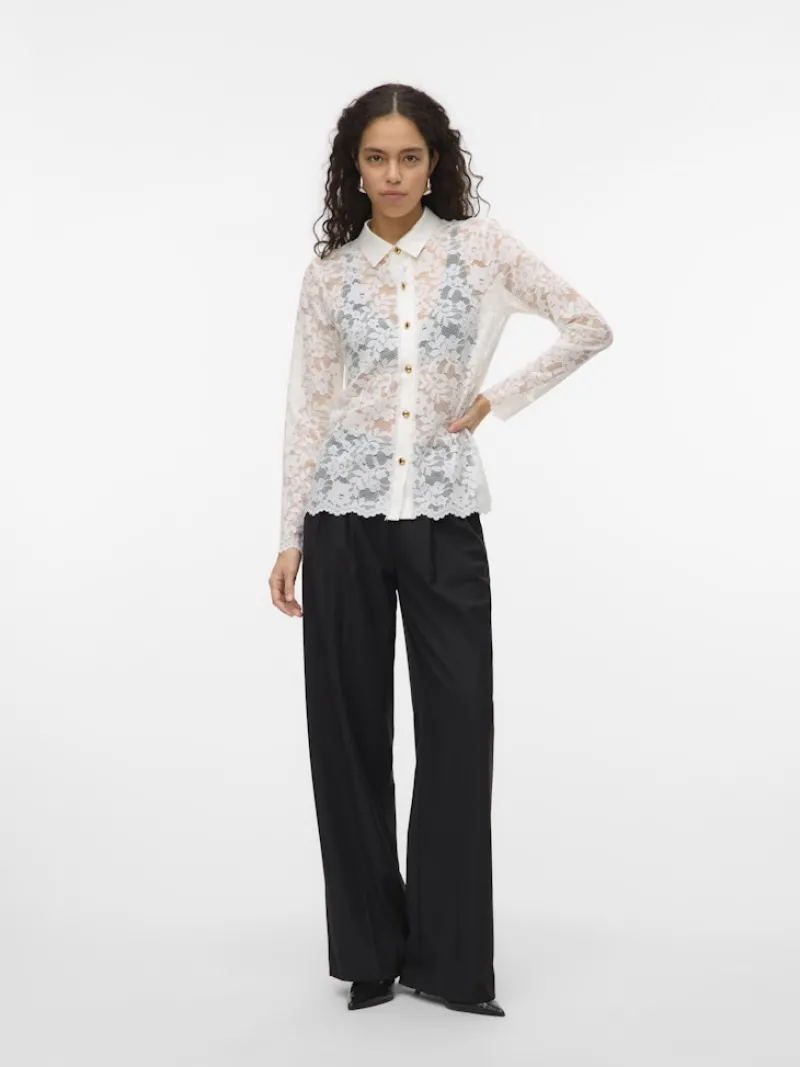 Vero Moda Blusen*VMTILLE LS LACE SHIRT TOP JRS EXP Snow White