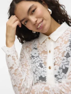 Vero Moda Blusen*VMTILLE LS LACE SHIRT TOP JRS EXP Snow White