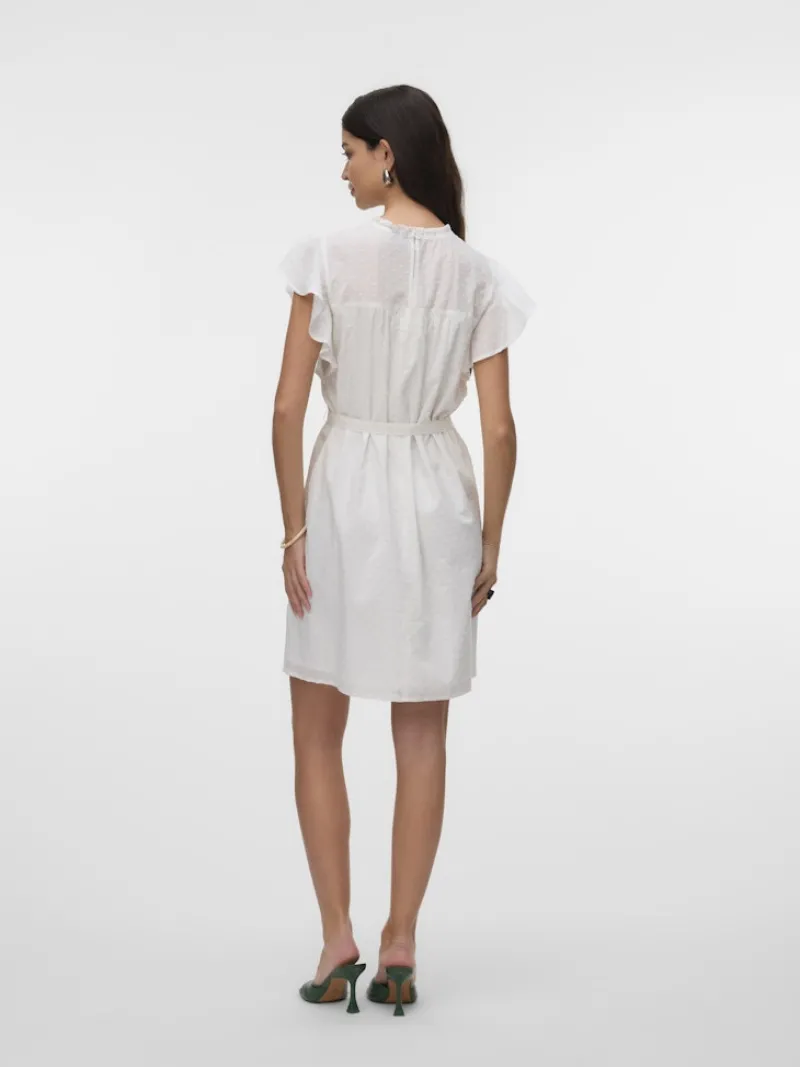 Vero Moda Kleider*VMTRINE SL SHORT LACE DRESS WVN NOOS Snow White