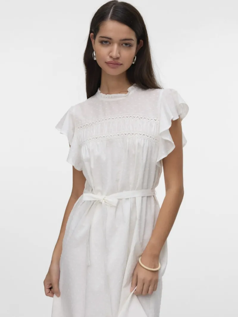 Vero Moda Kleider*VMTRINE SL SHORT LACE DRESS WVN NOOS Snow White