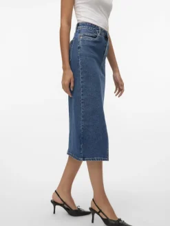 Vero Moda Röcke*VMVERI HR CALF DENIM SKIRT GA MIX NOOS Medium Blue Denim