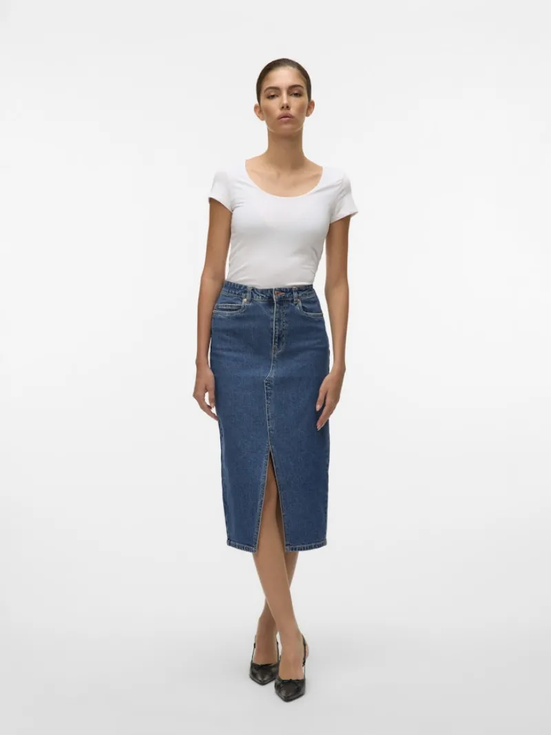 Vero Moda Röcke*VMVERI HR CALF DENIM SKIRT GA MIX NOOS Medium Blue Denim