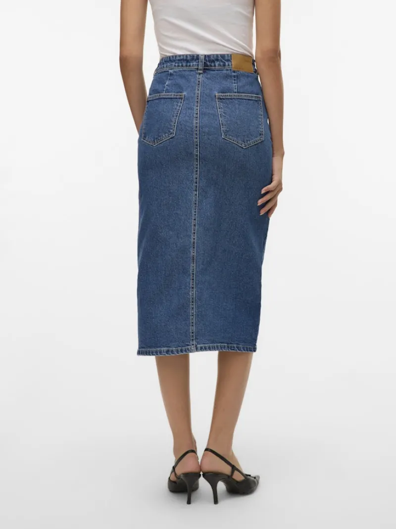 Vero Moda Röcke*VMVERI HR CALF DENIM SKIRT GA MIX NOOS Medium Blue Denim