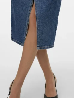 Vero Moda Röcke*VMVERI HR CALF DENIM SKIRT GA MIX NOOS Medium Blue Denim
