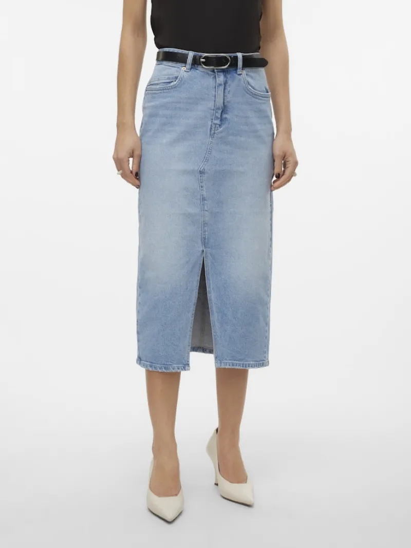 Vero Moda Röcke*VMVERI HR CALF DENIM SKIRT GA MIX NOOS Light Blue Denim