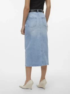 Vero Moda Röcke*VMVERI HR CALF DENIM SKIRT GA MIX NOOS Light Blue Denim