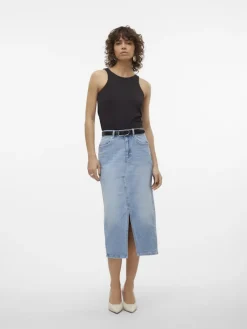 Vero Moda Röcke*VMVERI HR CALF DENIM SKIRT GA MIX NOOS Light Blue Denim