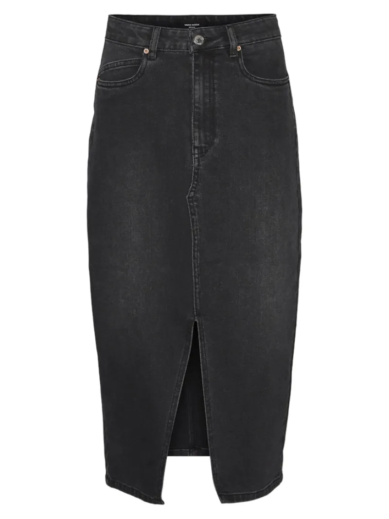 Vero Moda Röcke*VMVERI HR CALF DENIM SKIRT GA MIX NOOS Black