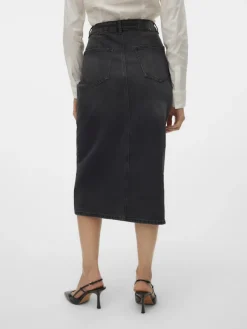 Vero Moda Röcke*VMVERI HR CALF DENIM SKIRT GA MIX NOOS Black