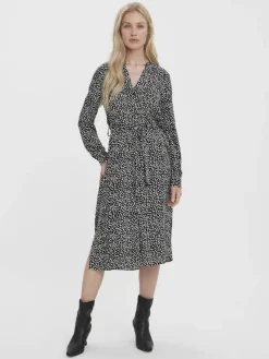Vero Moda Kleider*VMVICA LS SHIRT CALF DRESS GA NOOS Black 1