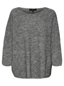 Vero Moda Pullover & Sweatshirts*VMVIGGARIB 3/4 BOATNECK BLOUSE GA Medium Grey Melange