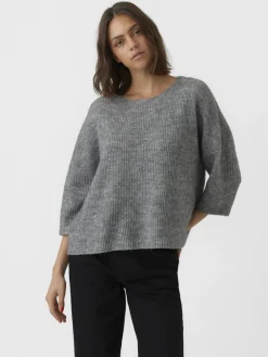Vero Moda Pullover & Sweatshirts*VMVIGGARIB 3/4 BOATNECK BLOUSE GA Medium Grey Melange