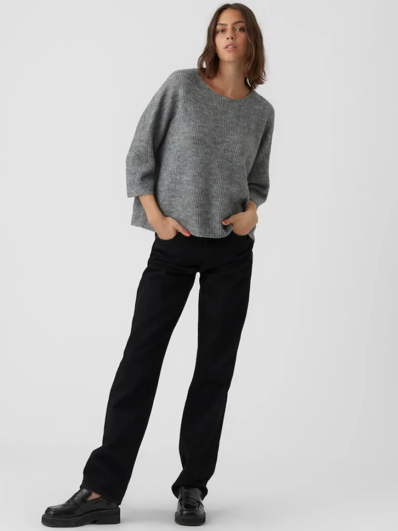 Vero Moda Pullover & Sweatshirts*VMVIGGARIB 3/4 BOATNECK BLOUSE GA Medium Grey Melange