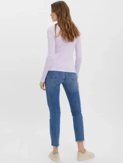 Vero Moda Shirts*VMVIO L/S HIGH NECK STRIP BLOUSE NOOS Lavendula-SNOW WHIT