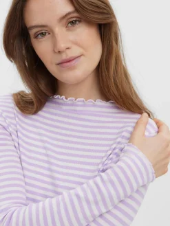 Vero Moda Shirts*VMVIO L/S HIGH NECK STRIP BLOUSE NOOS Lavendula-SNOW WHIT