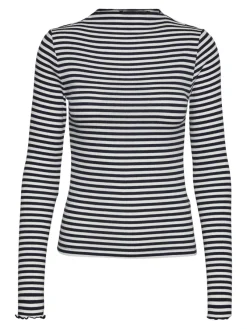 Vero Moda Shirts*VMVIO L/S HIGH NECK STRIP BLOUSE NOOS snow white 3