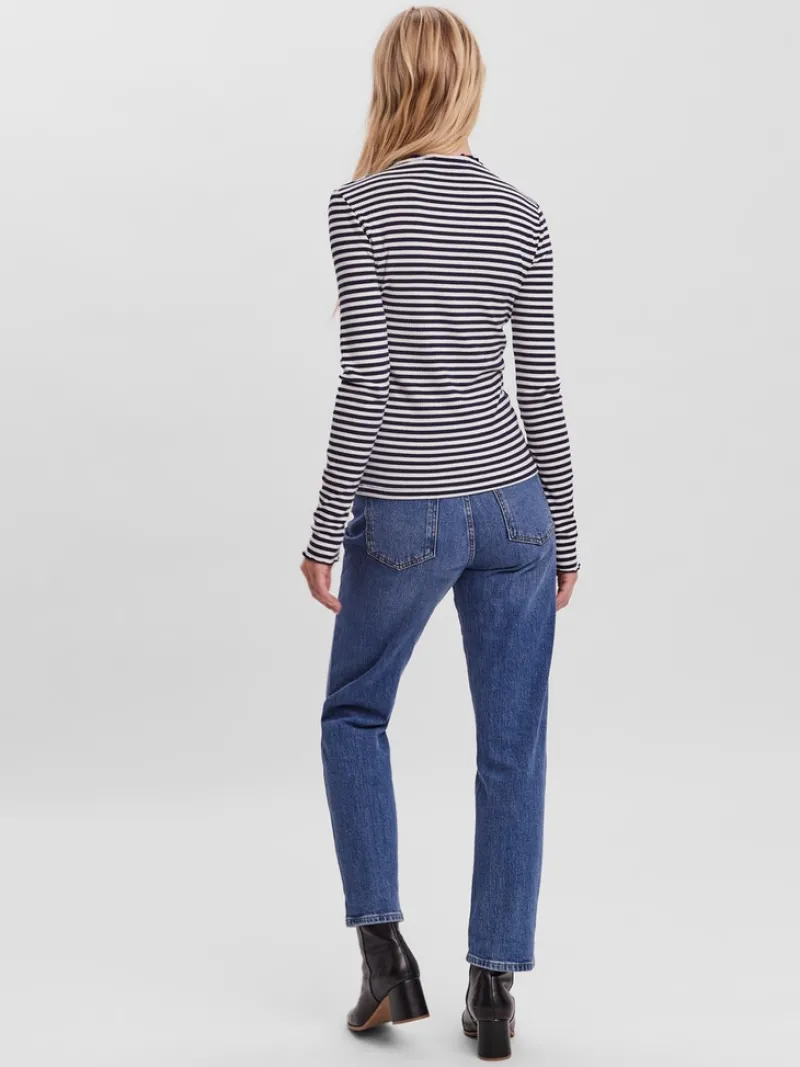 Vero Moda Shirts*VMVIO L/S HIGH NECK STRIP BLOUSE NOOS snow white 3