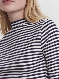 Vero Moda Shirts*VMVIO L/S HIGH NECK STRIP BLOUSE NOOS snow white 3