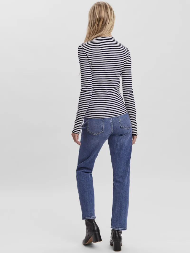 Vero Moda Shirts*VMVIO L/S HIGH NECK STRIP BLOUSE NOOS snow white 3