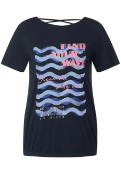 Cecil Shirts*Wave Fotoprint Shirt deep blue