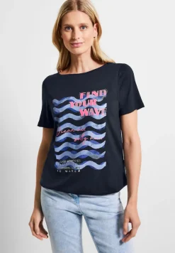 Cecil Shirts*Wave Fotoprint Shirt deep blue