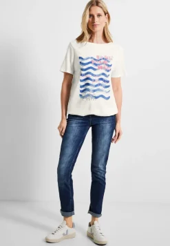 Cecil Shirts*Wave Fotoprint Shirt vanilla white